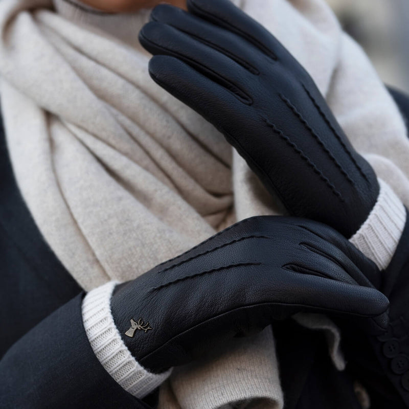 Damehandsker i læder, sort - Touchscreen - lammeuldsforing - Premium læderhandsker - Designet i Amsterdam - Schwartz & von Halen® - 7