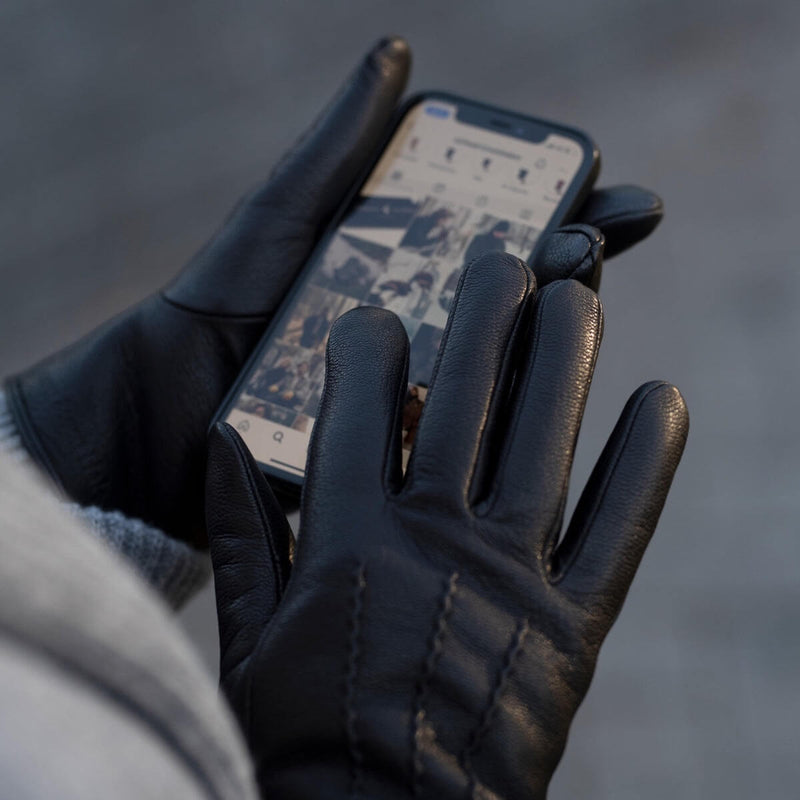Damehandsker i læder, sort - Touchscreen - lammeuldsforing - Premium læderhandsker - Designet i Amsterdam - Schwartz & von Halen® - 5