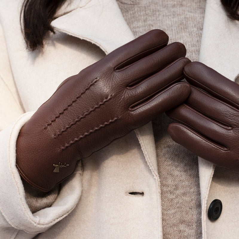 Brune læderhandsker til damer - Touchscreen - lambswoolforet - Premium læderhandsker - Designet i Amsterdam - Schwartz & von Halen® - 7