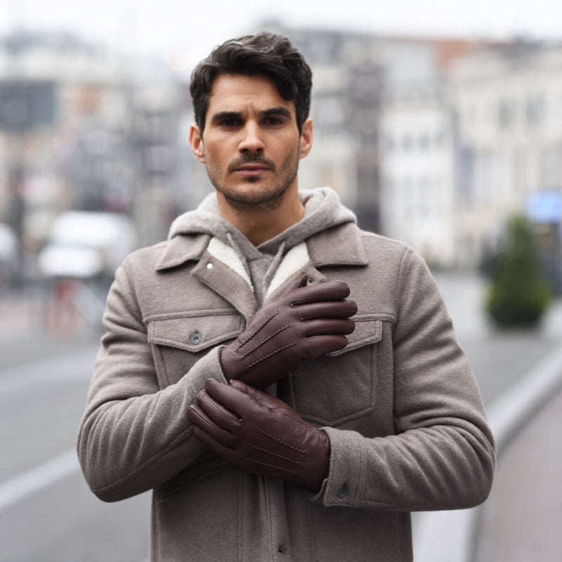 Brune læderhandsker til mænd - Touchscreen - lambswoolfor - Premium læderhandsker - Designet i Amsterdam - Schwartz & von Halen® - 7